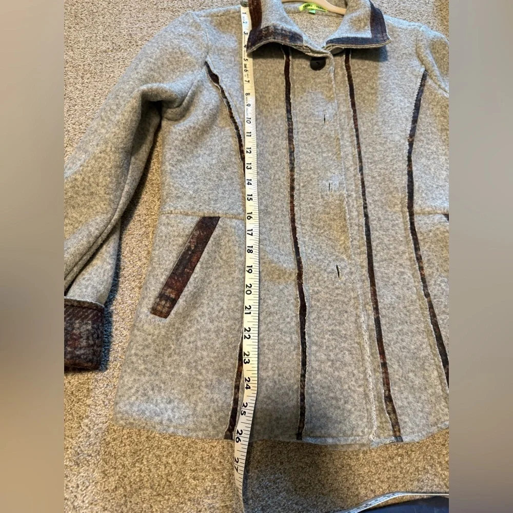 Trisha Tyler Women's Size-M Gray Fleece Coat Jacket Lagenlook
